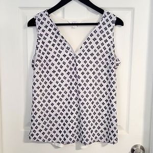 Women's sleeveless blouse, market spruce, large, black and white
